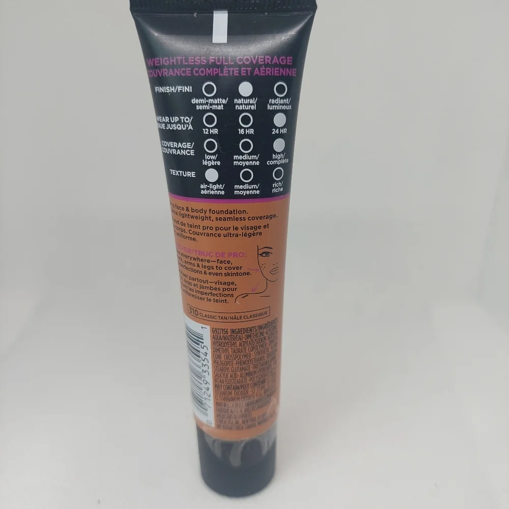 L'oreal Infallible Total Cover Foundation 310 Classic Tan 30ml full coverage